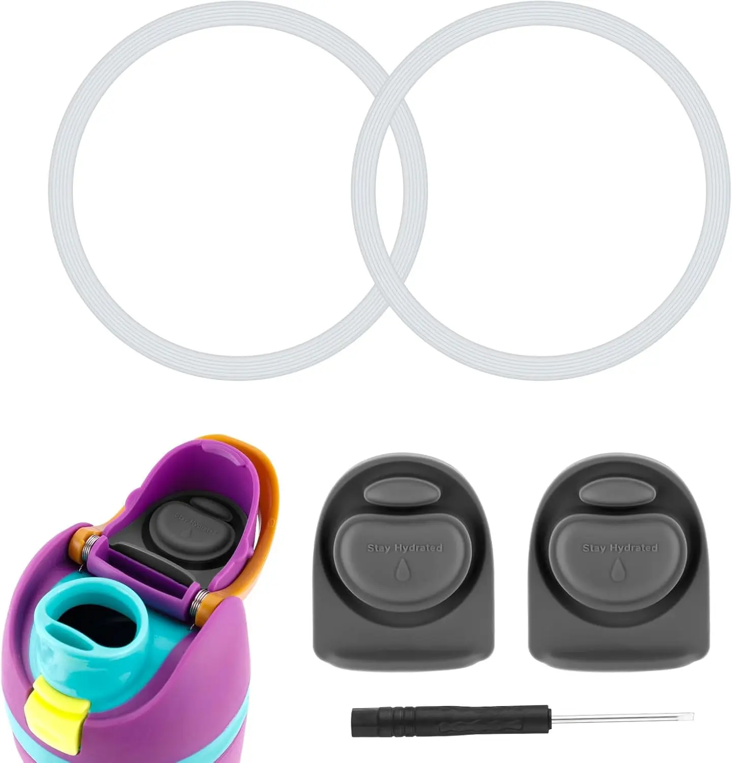 2pcs Bottle Seal Ring & 2pcs Replacement Stopper for Owala FreeSip 24oz 32oz, BPA-Free Water Bottle Top Lid Replacement Silicone
2pcs Bottle Seal Ring & 2pcs Replacement Stopper for Owala FreeSip 24oz 32oz, BPA-Free Water Bottle Top Lid Replacement Silicone