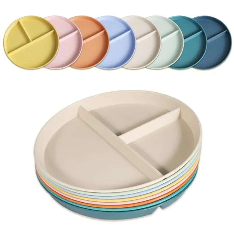 Divided Plates for Adults 8 Packs,Unbreakable Portion Control Plate Sectioned with Dividers, 9 Inch Plastic Food Separator Dinn
Divided Plates for Adults 8 Packs,Unbreakable Portion Control Plate Sectioned with Dividers, 9 Inch Plastic Food Separator Dinn