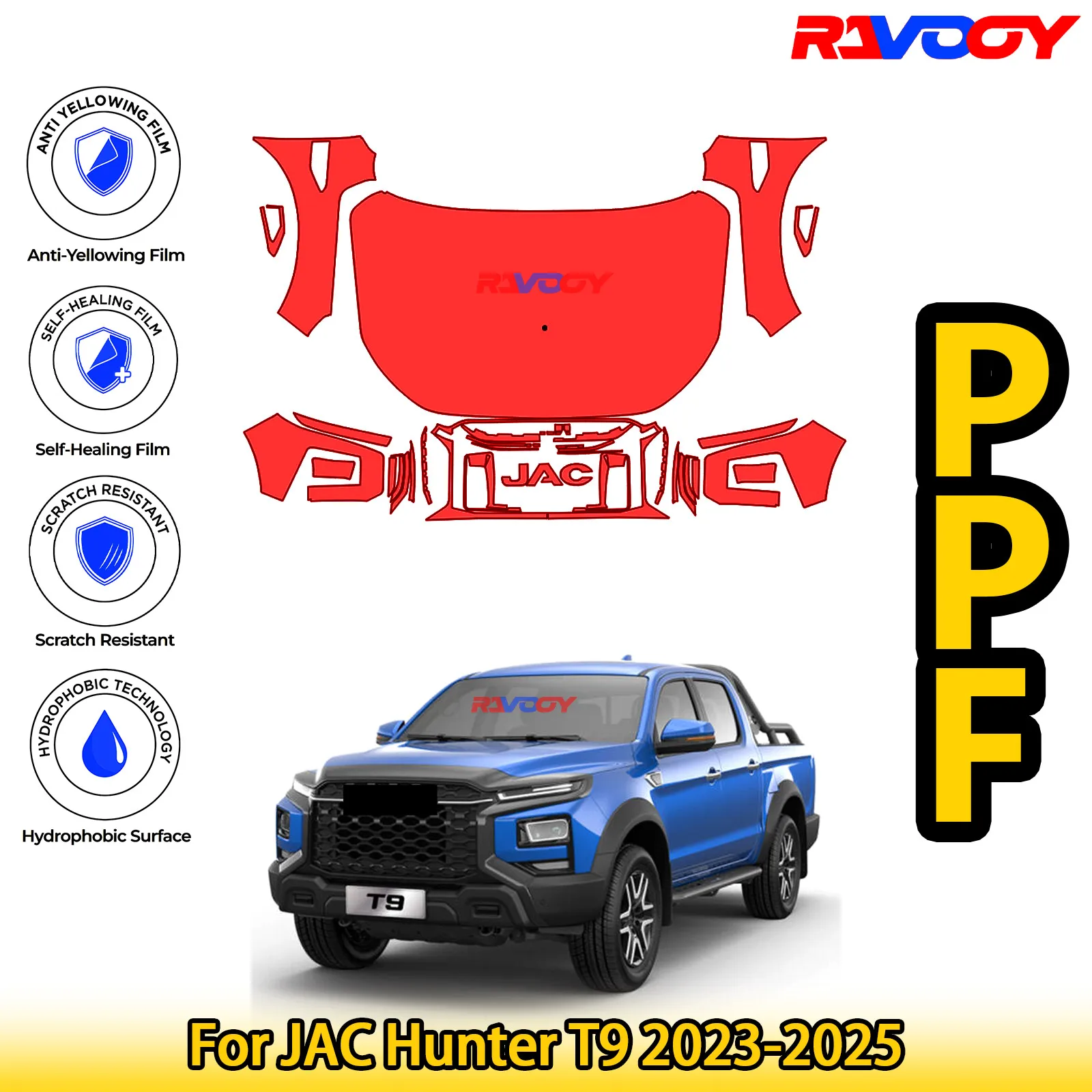 For JAC Hunter T9 2023-2025 Glossy Matte Black Precut front PPF Kit Paint Protection Film 
For JAC Hunter T9 2023-2025 Glossy Matte Black Precut front PPF Kit Paint Protection Film