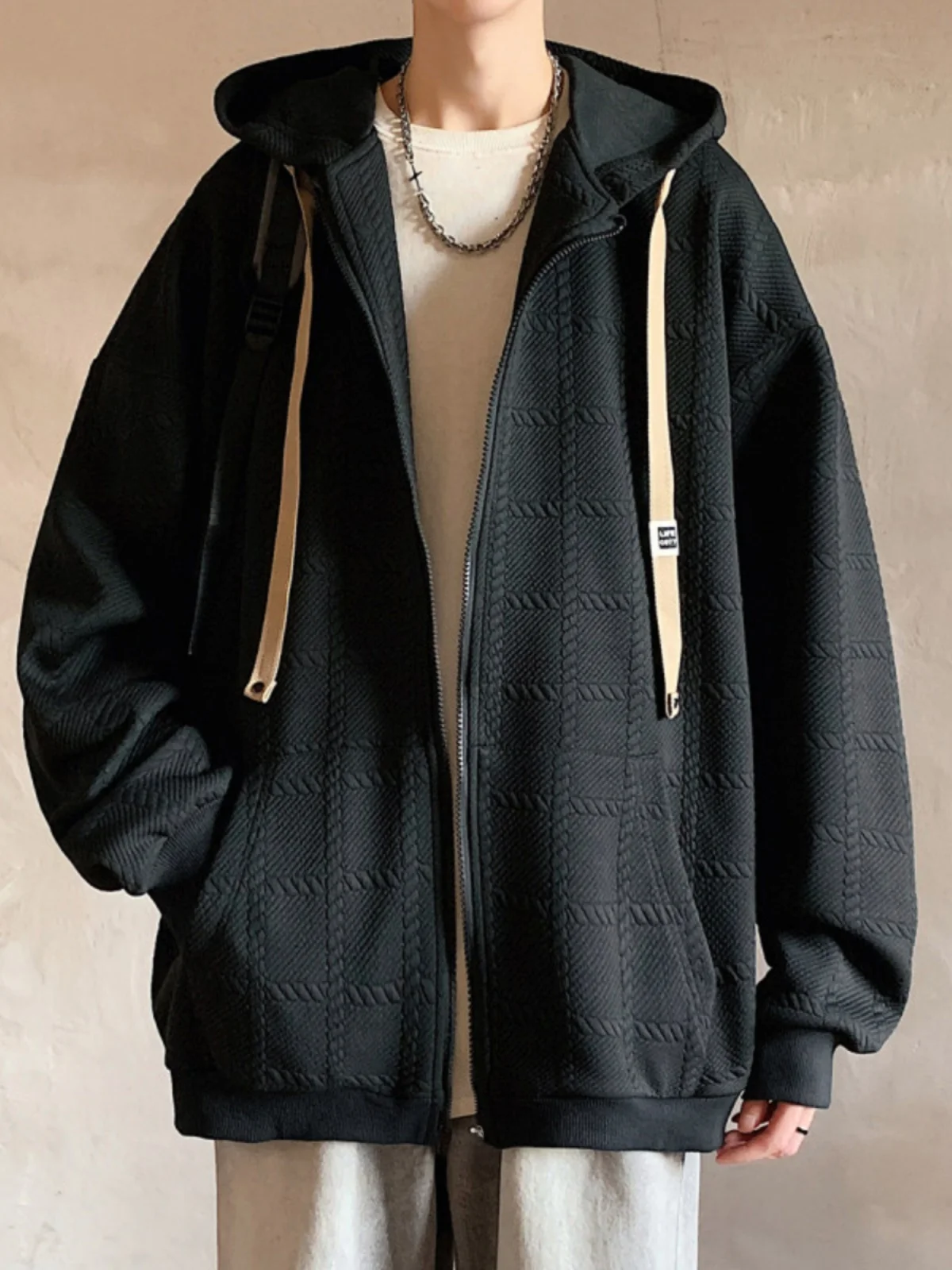 Men's Hooded Open Cardigan Sweatirt Large Size Loose Spring Autumn Plaid Embroidery Jaet for Junior And High School Students
Men's Hooded Open Cardigan Sweatirt Large Size Loose Spring Autumn Plaid Embroidery Jaet for Junior And High School Students