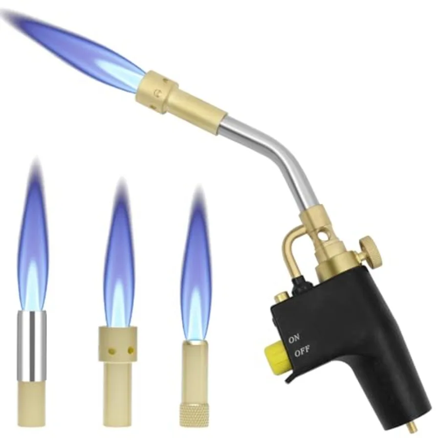 Propane Torch Head Kit with 3 Nozzles High Intensity Trigger-Start Soldering Torch Compatible with Bernzomaticc MAPP Propane fo
Propane Torch Head Kit with 3 Nozzles High Intensity Trigger-Start Soldering Torch Compatible with Bernzomaticc MAPP Propane fo