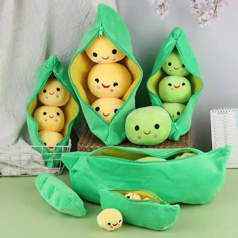 Cute Bean 3 Peas In A Pod Plush Toy Soft Throw Sleeping Pillow Stuffed Toys Home Decortion
