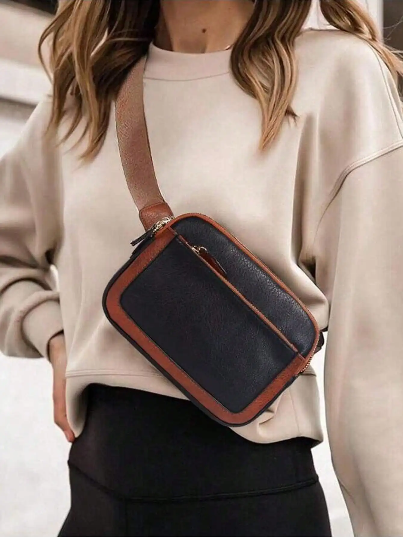 Adjustable Strap Faux Leather Waist Bag, Colorblock, Water-Resistant, Multi-Pocket, Versatile Sporty Square Crossbody Bag For Women
Adjustable Strap Faux Leather Waist Bag, Colorblock, Water-Resistant, Multi-Pocket, Versatile Sporty Square Crossbody Bag For Women