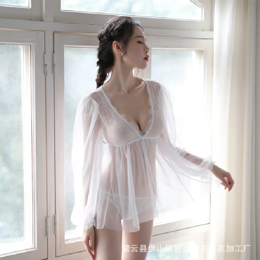 Sexy Women's See-through Lace Backless Nightgown Lingerie Appealing Sleepwear
Sexy Women's See-through Lace Backless Nightgown Lingerie Appealing Sleepwear