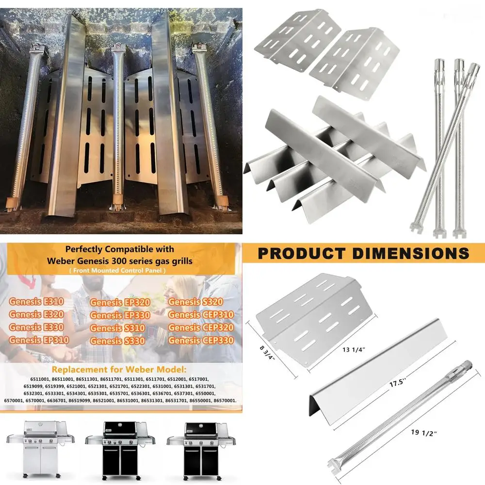 Weber Genesis 300 Series Replacement Parts Kit: Stainless Steel Flavorizers, Heat Shields, Burner Tubes for E310, E330, S310, S3
Weber Genesis 300 Series Replacement Parts Kit: Stainless Steel Flavorizers, Heat Shields, Burner Tubes for E310, E330, S310, S3