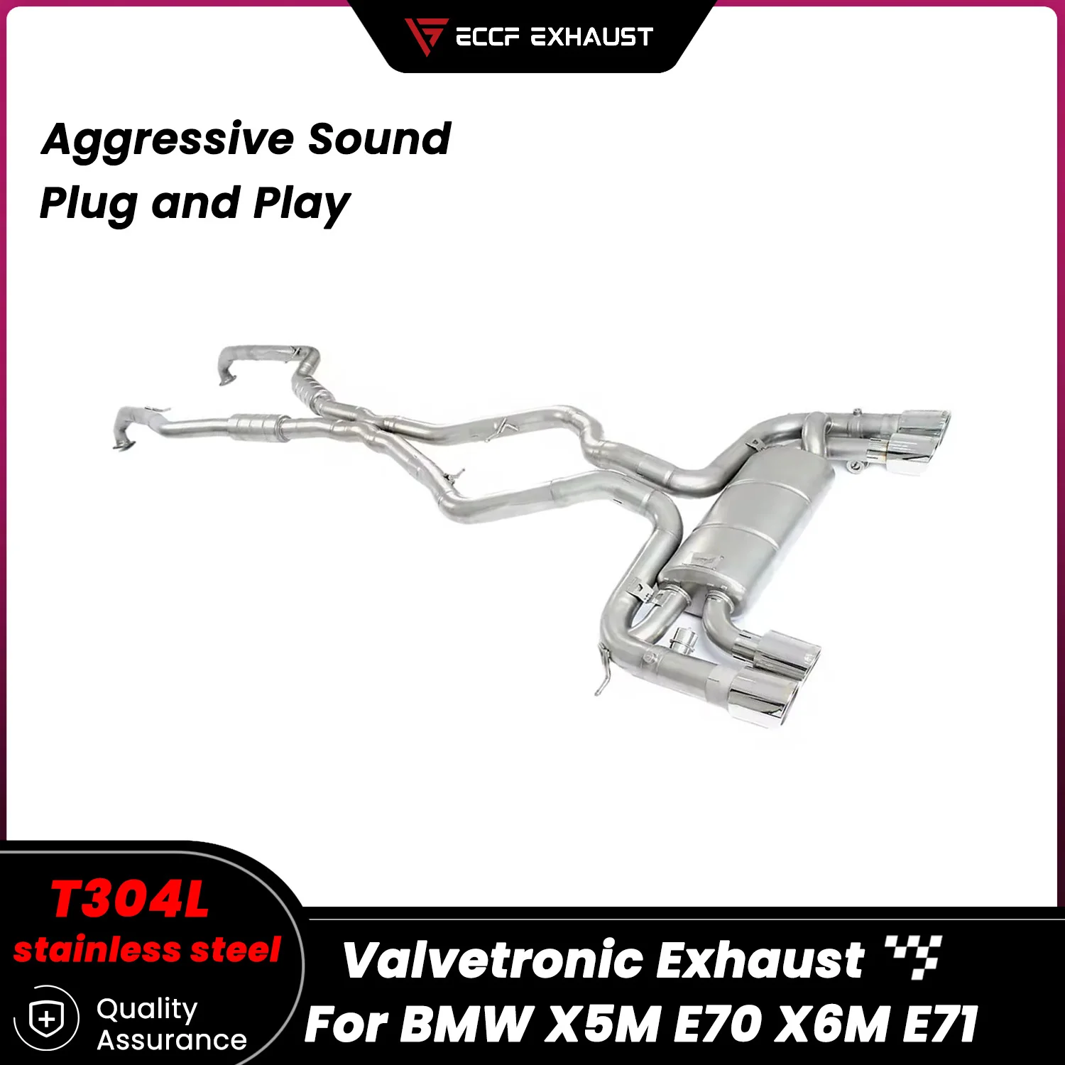 Sporty Stainless Steel ECCF Pneumatic Valve Catback Exhaust for BMW X5M E70 X6M E71 Aggressive Exhaust Sound Performance Upgrade
Sporty Stainless Steel ECCF Pneumatic Valve Catback Exhaust for BMW X5M E70 X6M E71 Aggressive Exhaust Sound Performance Upgrade