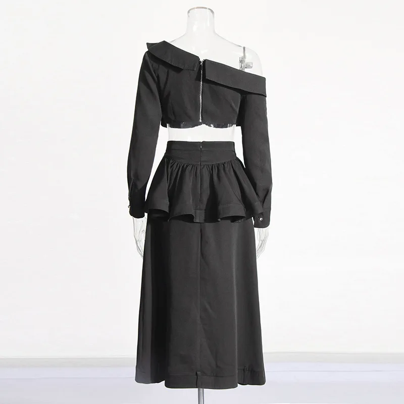2025 New Style Two Piece Single Shoulder Long Sleeve Short Shirt+Hundred Fold Ruffle Half Length Skirt Fashion Set For Women
2025 New Style Two Piece Single Shoulder Long Sleeve Short Shirt+Hundred Fold Ruffle Half Length Skirt Fashion Set For Women