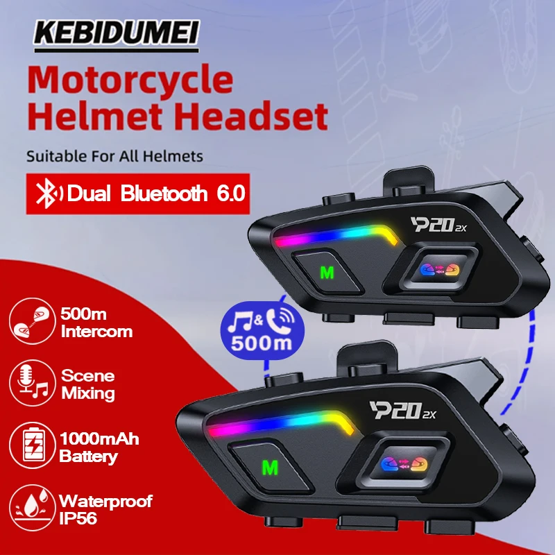 BT6.0 Full-Duplex Motorcycle Intercom Helmet Headset 500M Wireless Interphone Music Share 1000mah Battery Waterproof Earphone
BT6.0 Full-Duplex Motorcycle Intercom Helmet Headset 500M Wireless Interphone Music Share 1000mah Battery Waterproof Earphone