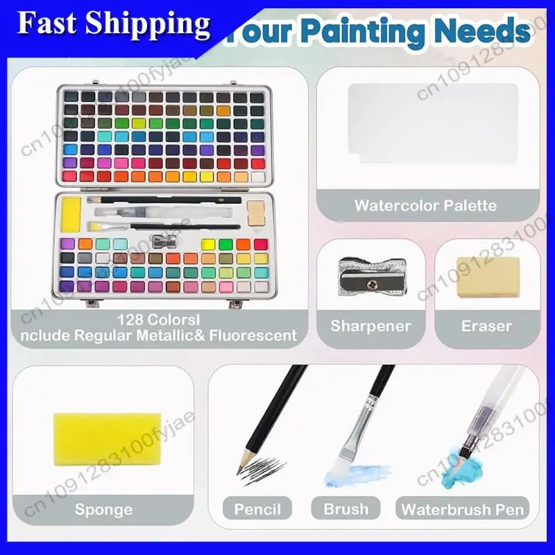 -X07A Watercolor Paint Set, 128 Colors Paint With Water Brush Pens And Drawing Pencil - Perfect For Painting, Drawing Durable
-X07A Watercolor Paint Set, 128 Colors Paint With Water Brush Pens And Drawing Pencil - Perfect For Painting, Drawing Durable