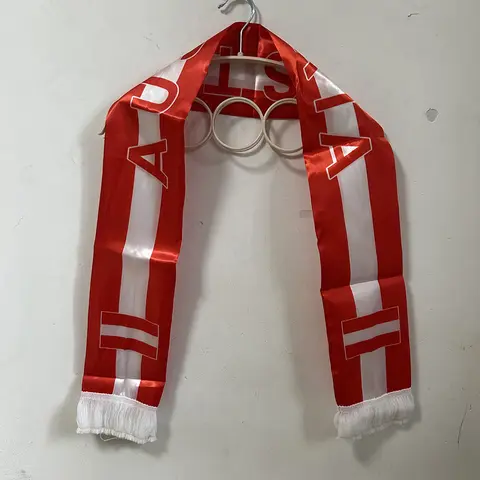 Austria Scarf 14x135cm Double-sided Printed Satin Austria Flag Scarf Tassels Suitable for 2026 Football Cup, Sports, Events