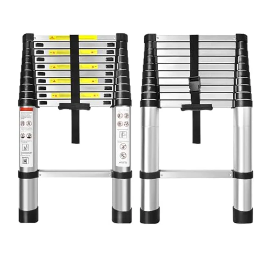 10.5 FT Telescoping Ladder One Button Retraction Aluminum Extension Ladder Collapsible in Silver for Outdoor or Indoor Use
10.5 FT Telescoping Ladder One Button Retraction Aluminum Extension Ladder Collapsible in Silver for Outdoor or Indoor Use