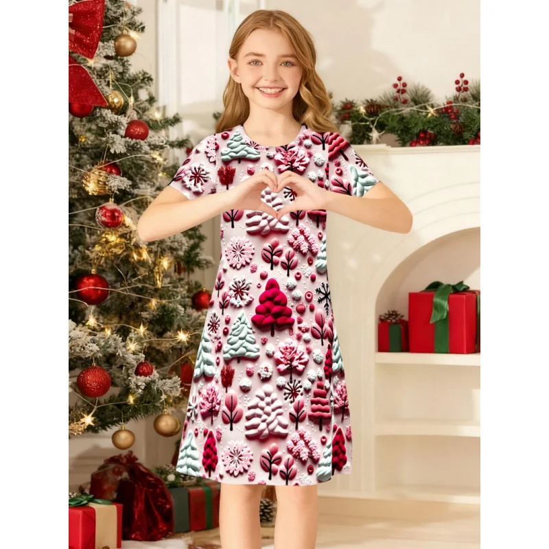 Girls Christmas Three-Dimensional Forest Print Short-Sleeved Party Dress Sweet Children's Festival Dress 2026
Girls Christmas Three-Dimensional Forest Print Short-Sleeved Party Dress Sweet Children's Festival Dress 2026