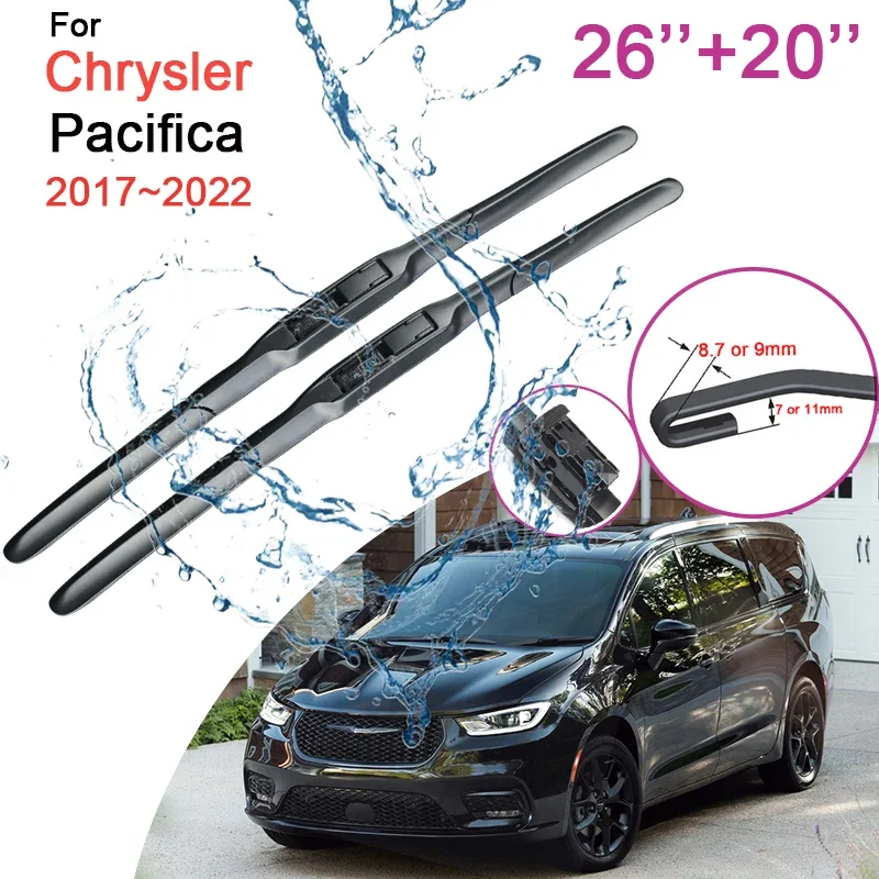 Car Wrining Wiper blades for Chrysler Pacifica 2017 2018 ~ 2022, Frameless Rubber Models, Snow Scraping, Black Accessories
Car Wrining Wiper blades for Chrysler Pacifica 2017 2018 ~ 2022, Frameless Rubber Models, Snow Scraping, Black Accessories