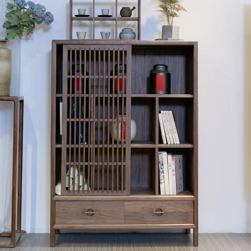 New Chinese style solid wood double drawer storage cabinet, bookshelf, wardrobe, black walnut storage cabinet
New Chinese style solid wood double drawer storage cabinet, bookshelf, wardrobe, black walnut storage cabinet