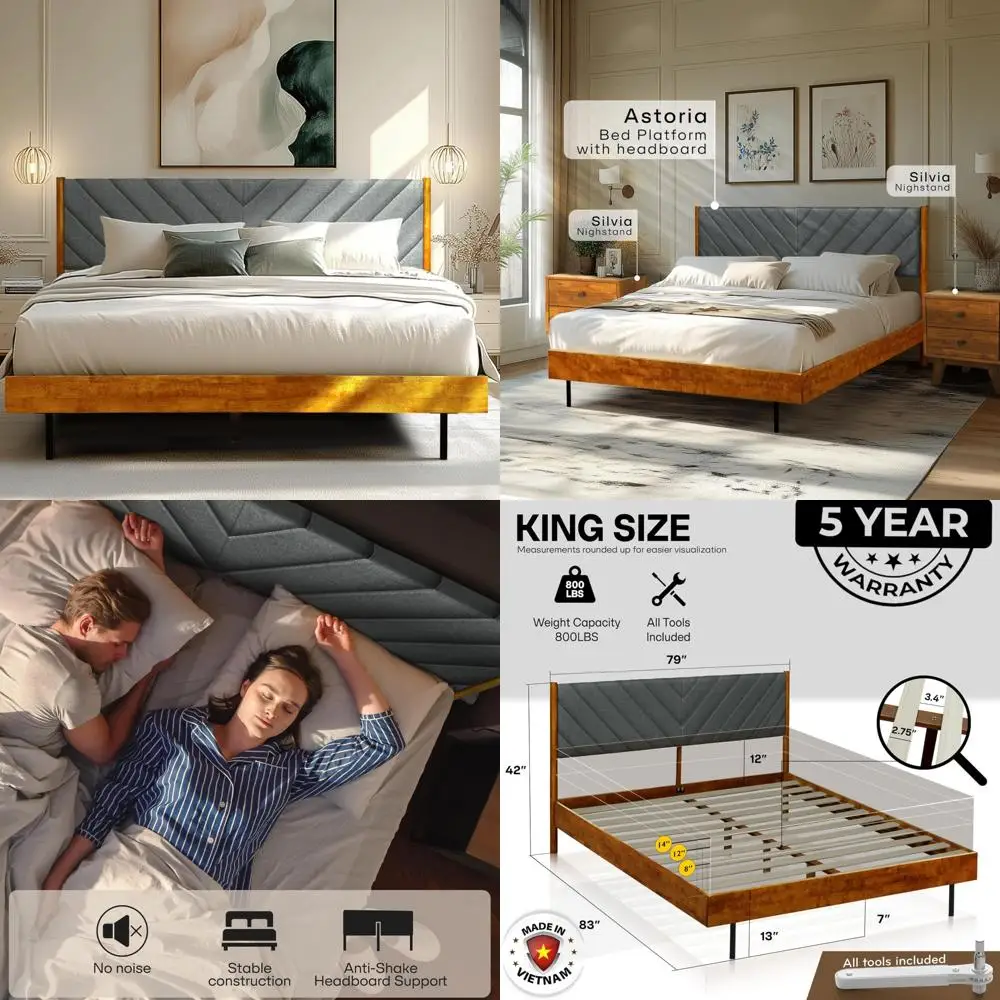King Size Acacia Astoria Solid Wood Bed Frame with Upholstered Headboard, Elegant and Durable Platform Bed
King Size Acacia Astoria Solid Wood Bed Frame with Upholstered Headboard, Elegant and Durable Platform Bed