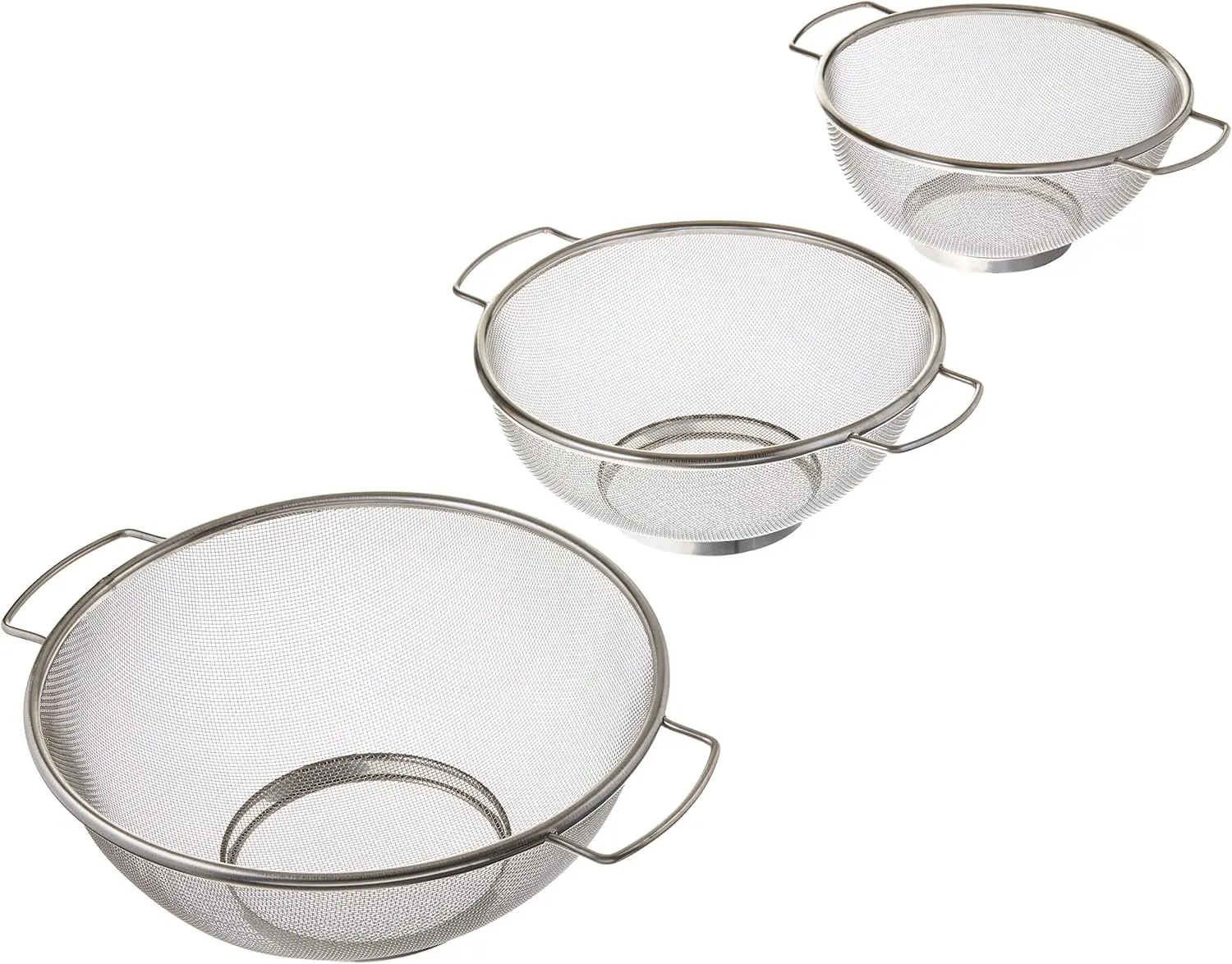 3-Piece Stainless Steel Fine Mesh Colander Set with Resting Base, Dishwasher Safe for Vegetables, Salad, Fruit, Pasta
3-Piece Stainless Steel Fine Mesh Colander Set with Resting Base, Dishwasher Safe for Vegetables, Salad, Fruit, Pasta