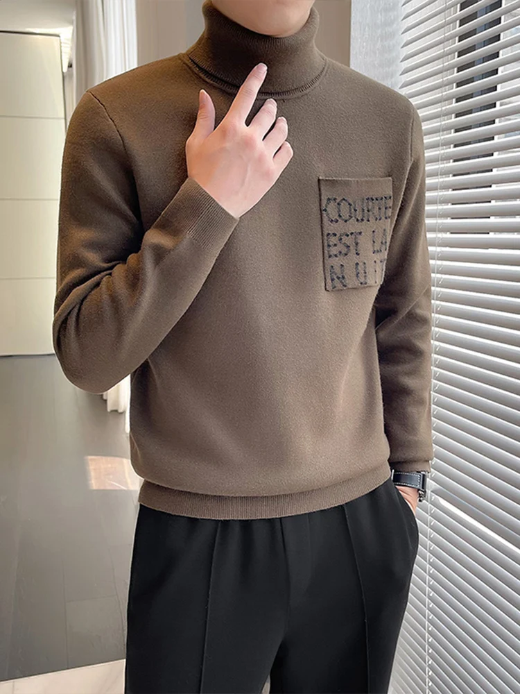 Cé Brown High Collar Men's Knitted Sweater Autumn Winter Slim Fit Inner Wear Trendy Brand Light Maturi High End Knitwear ...
Cé Brown High Collar Men's Knitted Sweater Autumn Winter Slim Fit Inner Wear Trendy Brand Light Maturi High End Knitwear ...