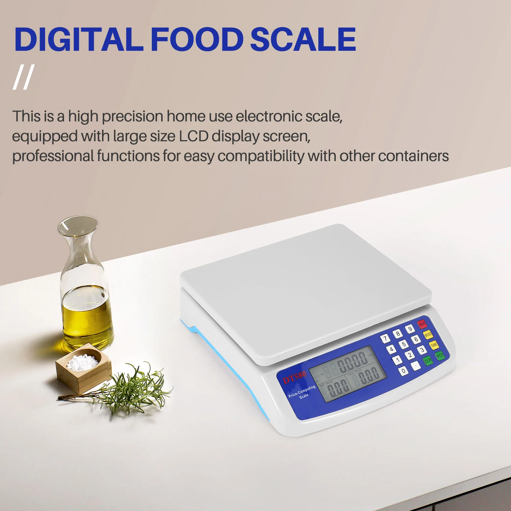 30Kg/1G Kitchen Scale Digital Food Scale with Backlight LCD Display Measuring Electronic Scale Food Scale
30Kg/1G Kitchen Scale Digital Food Scale with Backlight LCD Display Measuring Electronic Scale Food Scale
