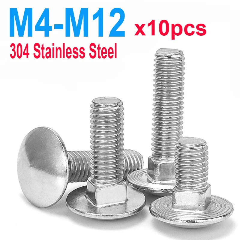 10pcs/lot M4 M5 M6 M8 M10 M12 10- 150mm Length Carriage Bolt 304 Stainless Steel Round Head Square Neck Screw DIN603
10pcs/lot M4 M5 M6 M8 M10 M12 10- 150mm Length Carriage Bolt 304 Stainless Steel Round Head Square Neck Screw DIN603