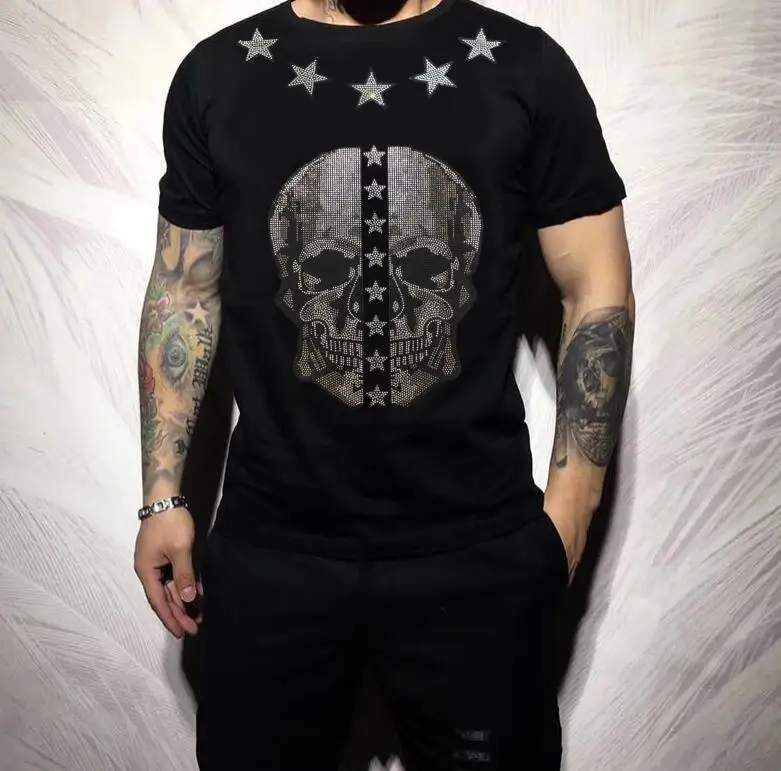 Rhinestone Tshirts fashion men brand High quality European and American popular Tshirt streetwear drop ship
Rhinestone Tshirts fashion men brand High quality European and American popular Tshirt streetwear drop ship