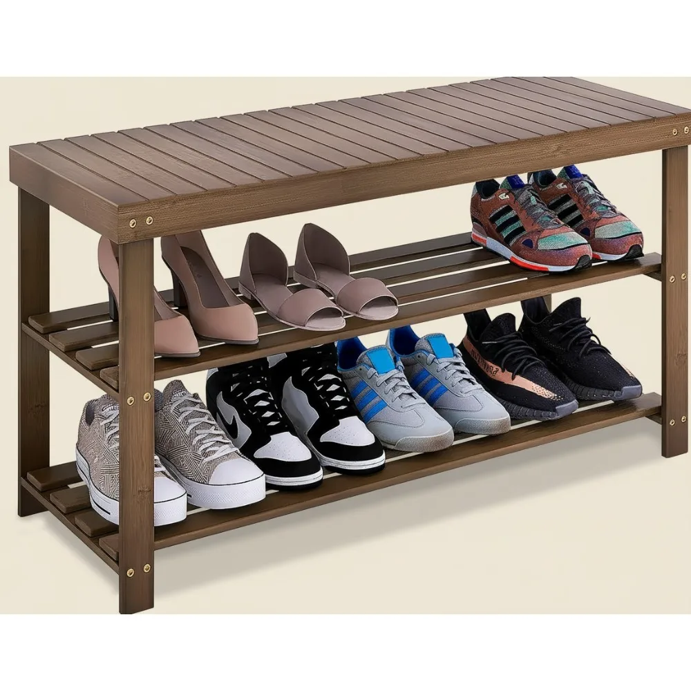 3-х уровневая бамбуковая полка для обуви, скамейка с полкой для хранения, органайзер для прихожей, сумок для обуви, растений
3-х уровневая бамбуковая полка для обуви, скамейка с полкой для хранения, органайзер для прихожей, сумок для обуви, растений