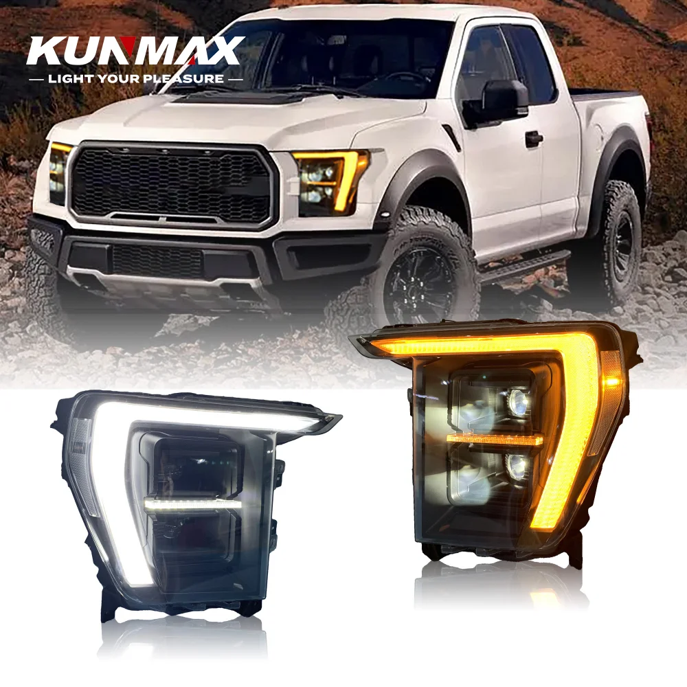 Пара автомобильных фар в сборе для Ford F150 2021-2023, светодиодные мерцающие фары с проточной водой, DRL, фары Plug and Play
Пара автомобильных фар в сборе для Ford F150 2021-2023, светодиодные мерцающие фары с проточной водой, DRL, фары Plug and Play