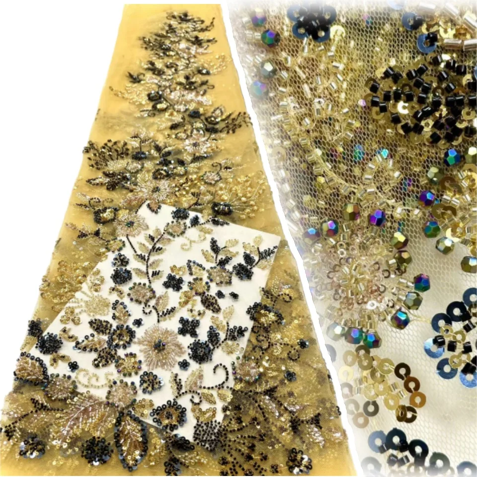 African Net Lace with Sequins African Lace Fabric High Quality 5 Yards Beaded Nigerian French Tulle Lace Fabric for Wedding 1331
African Net Lace with Sequins African Lace Fabric High Quality 5 Yards Beaded Nigerian French Tulle Lace Fabric for Wedding 1331