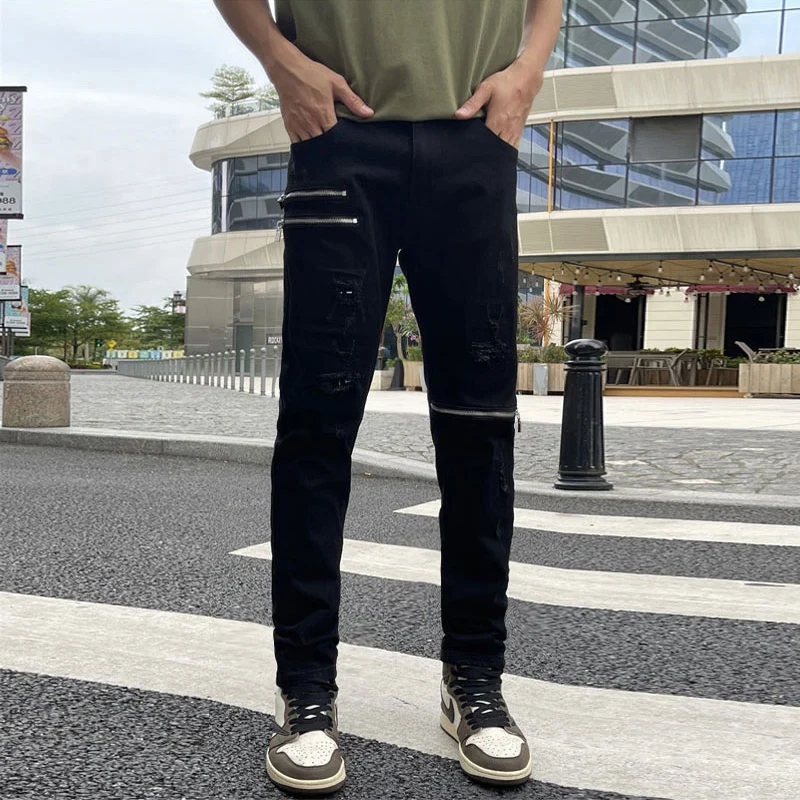 High Street Fashion New Black Jeans Washed Nostalgic Stretch Washed Zipper Decoration Gaoj Men's Jeans Designer High Hip Hop Bra
High Street Fashion New Black Jeans Washed Nostalgic Stretch Washed Zipper Decoration Gaoj Men's Jeans Designer High Hip Hop Bra
