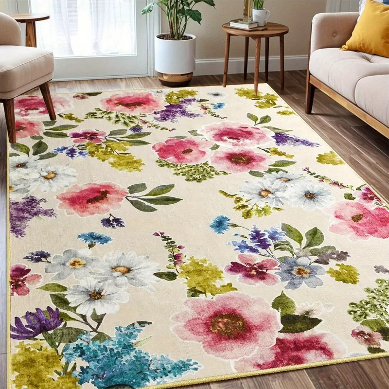 Bohemian Floral Living Room Carpet, Soft Anti-Slip Polyester, Vintage Carpet, Bedroom, Dining Room, Office, Gift Giving, Home 
Bohemian Floral Living Room Carpet, Soft Anti-Slip Polyester, Vintage Carpet, Bedroom, Dining Room, Office, Gift Giving, Home