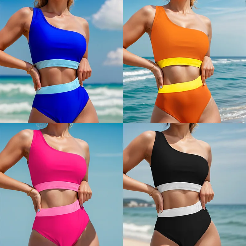 New Color Block One Shoulder High Waist Sexy Bikini separates Swimsuit Swimwear
New Color Block One Shoulder High Waist Sexy Bikini separates Swimsuit Swimwear