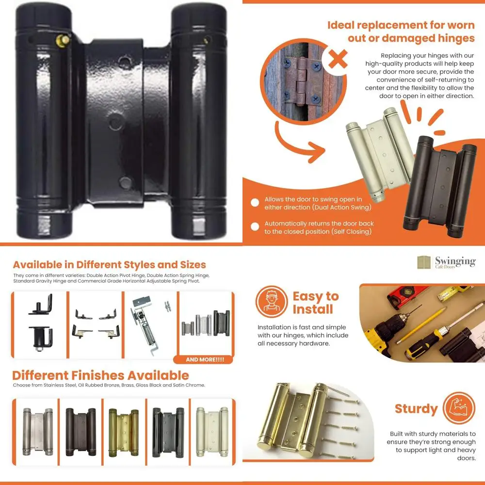 Double Action Spring Saloon Door Hinge | Cafe Doors, Door Hardware for in & Out Doorway Swing, Commercial Grade Double Swing Hea
Double Action Spring Saloon Door Hinge | Cafe Doors, Door Hardware for in & Out Doorway Swing, Commercial Grade Double Swing Hea