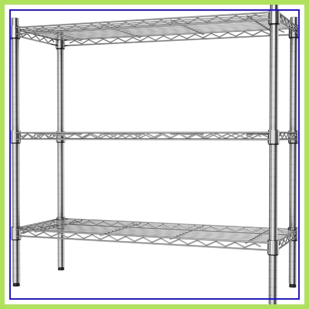 Heavy Duty 3-Shelf Wire Shelving Unit, Adjustable Standing Storage Rack, Chrome
Heavy Duty 3-Shelf Wire Shelving Unit, Adjustable Standing Storage Rack, Chrome