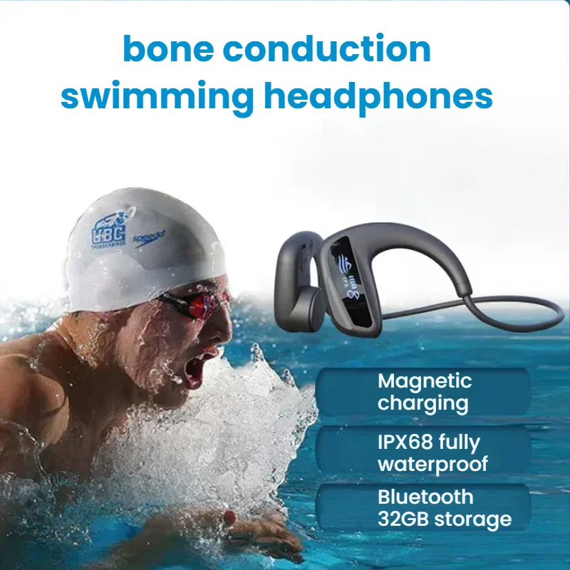 Waterproof Bluetooth IPX8 Bone Conduction Headphones Wireless Sports Earphones with 32GB Storage for Running, Diving, Swimming
Waterproof Bluetooth IPX8 Bone Conduction Headphones Wireless Sports Earphones with 32GB Storage for Running, Diving, Swimming