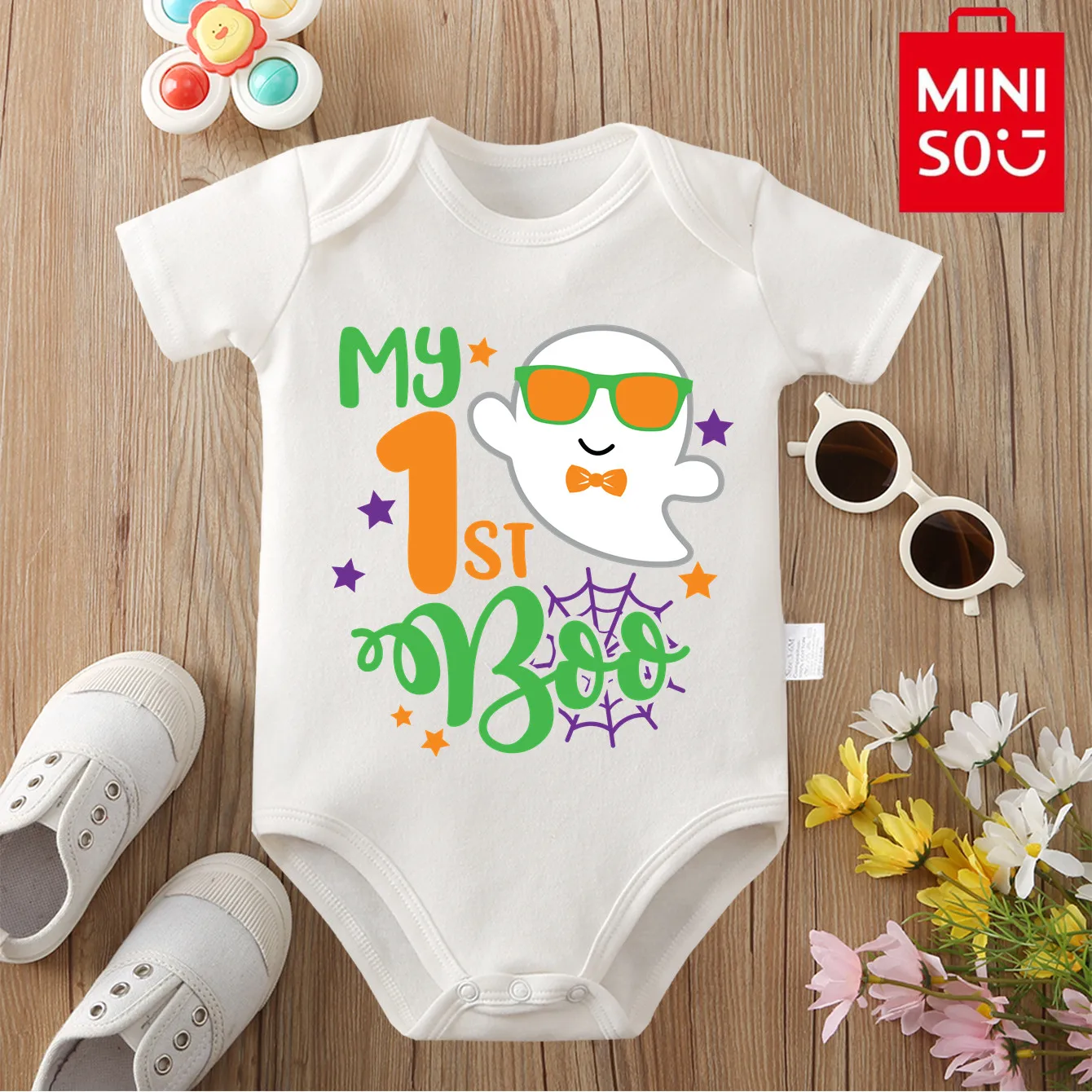 MINISO My First Halloween Bodysuit Ghost Print Soft Pure Cotton Cloths for Baby Onesie Jumpsuit for 0 To 12 Months Newborn
MINISO My First Halloween Bodysuit Ghost Print Soft Pure Cotton Cloths for Baby Onesie Jumpsuit for 0 To 12 Months Newborn