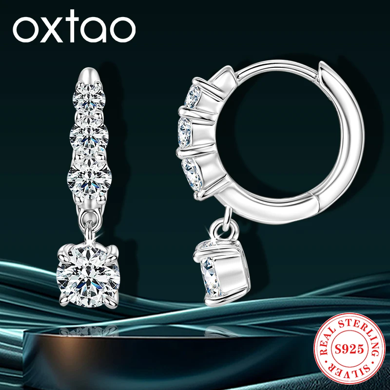 OXTAO Original Sterling 925 Silver Earring Moissanite Single-Row Hoop Earrings D VVS1 Glittering Diamond Ladies Female Jewelry
OXTAO Original Sterling 925 Silver Earring Moissanite Single-Row Hoop Earrings D VVS1 Glittering Diamond Ladies Female Jewelry