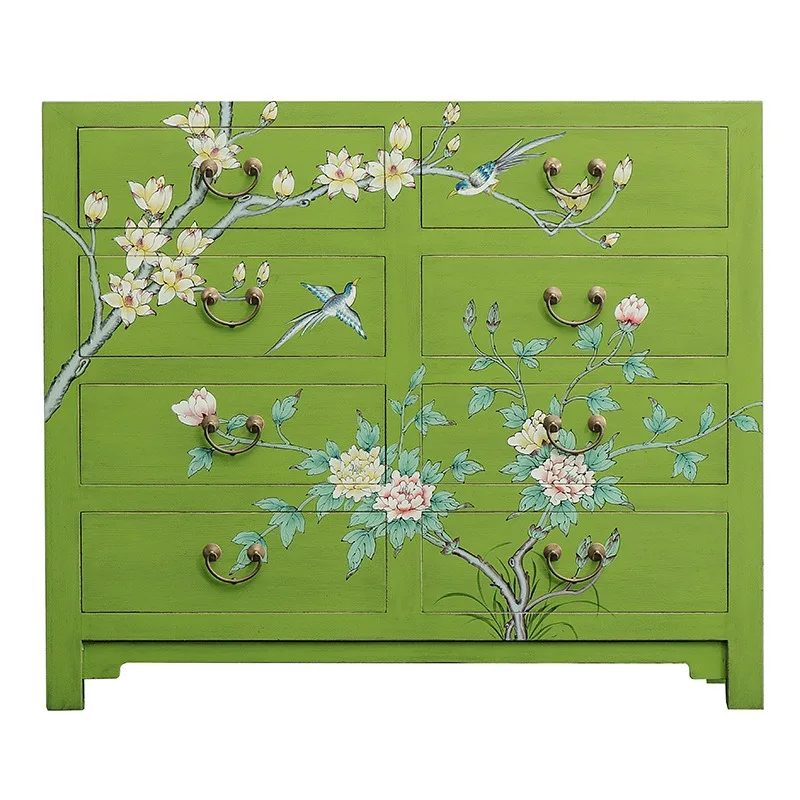 New Chinese-style painted chest cabinet, solid wood antique entrance cabinet, bedroom cabinet
New Chinese-style painted chest cabinet, solid wood antique entrance cabinet, bedroom cabinet