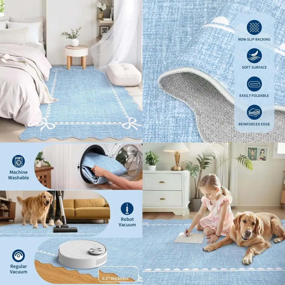 Soft 5x7 Scalloped Area Rug, Blue Low Pile for Living Room, Dorm, and Kids' Spaces
Soft 5x7 Scalloped Area Rug, Blue Low Pile for Living Room, Dorm, and Kids' Spaces