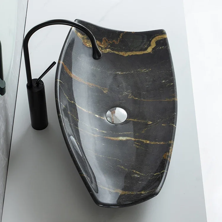 Counter Top Oval Luxury Modern Art Face Boat Hand Wash Basin Ceramic Black Marble Vessel Sink Irregular Bathroom Sinks
Counter Top Oval Luxury Modern Art Face Boat Hand Wash Basin Ceramic Black Marble Vessel Sink Irregular Bathroom Sinks