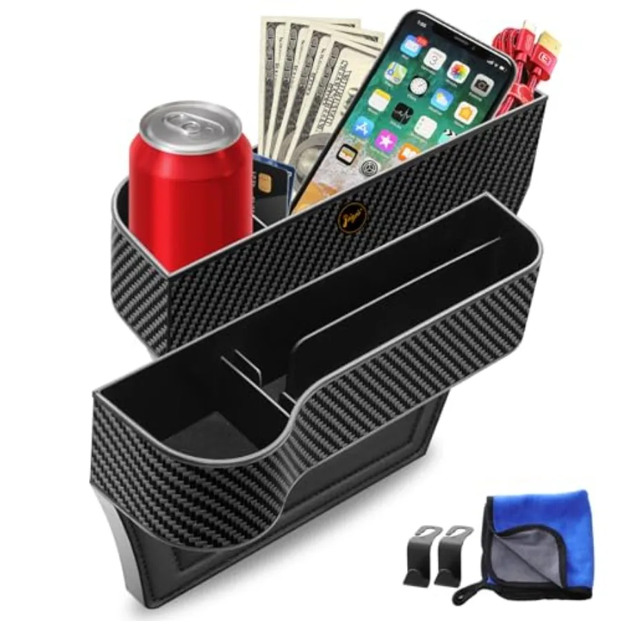 Car Seat Gap Filler Organizer, Black Premium PU Leather with Deep Storage & Dual Cup Holders, 2PCS for Front Seat, Keep Your Car Tidy
Car Seat Gap Filler Organizer, Black Premium PU Leather with Deep Storage & Dual Cup Holders, 2PCS for Front Seat, Keep Your Car Tidy