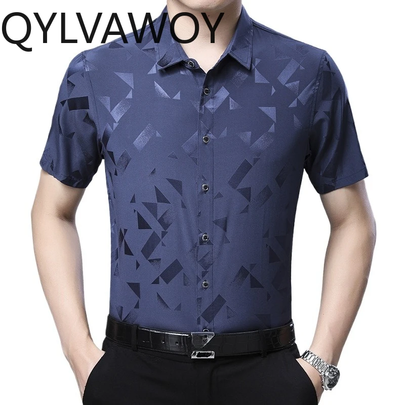 QYLVAWOY 92% Mulberry Silk Men's Shirts Tops Short Sleeve Luxury Shirt Man Casual Shirts for Man Printed Man Clothing Business
QYLVAWOY 92% Mulberry Silk Men's Shirts Tops Short Sleeve Luxury Shirt Man Casual Shirts for Man Printed Man Clothing Business