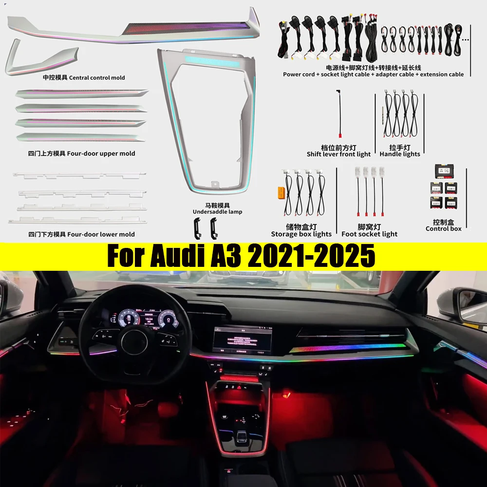 LED Ambient lamp For Audi A3/S3 2013-2020 / A3 2021 -2025 Atmosphere Lights Kit ambient light RGB magic Symphony Ambient Light
LED Ambient lamp For Audi A3/S3 2013-2020 / A3 2021 -2025 Atmosphere Lights Kit ambient light RGB magic Symphony Ambient Light