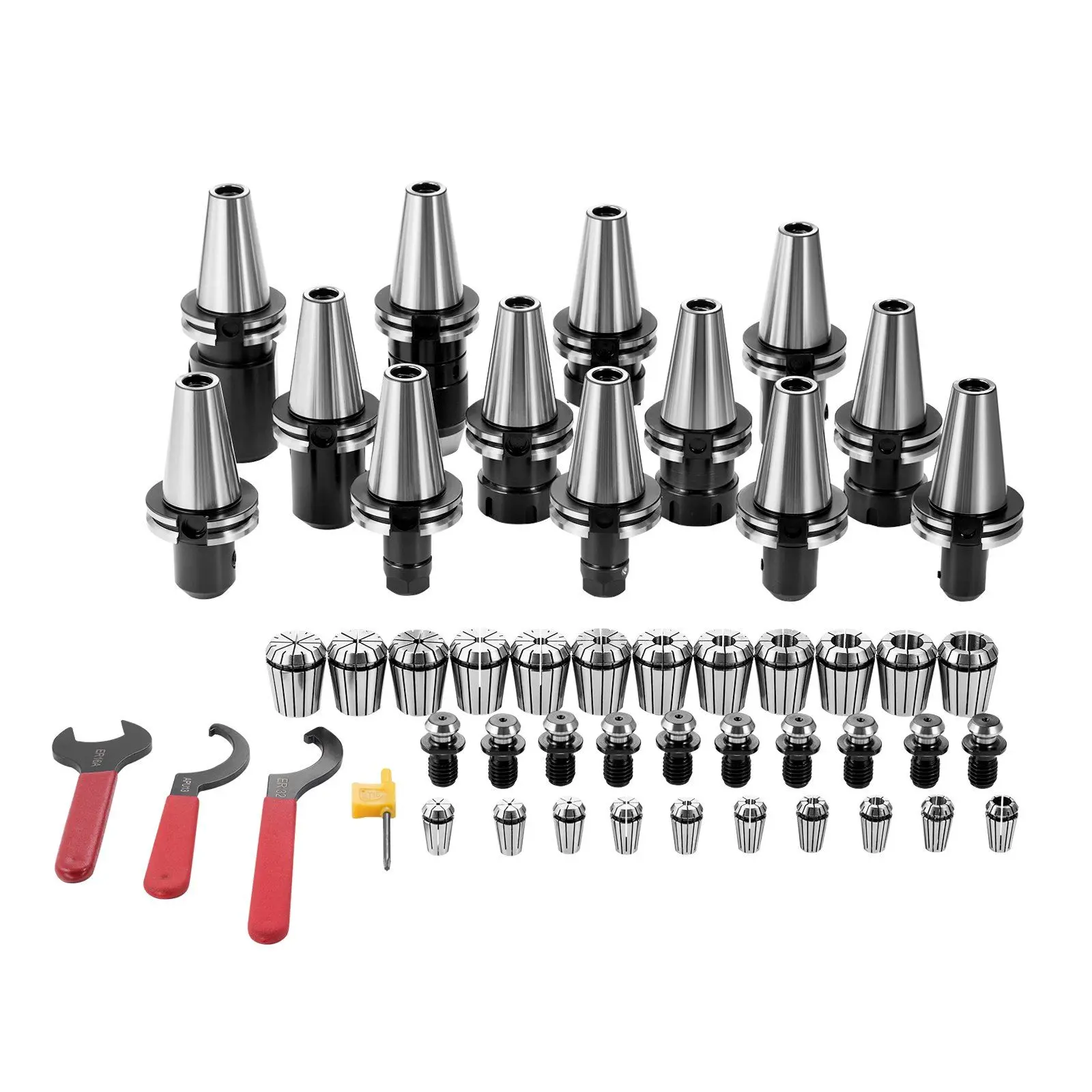 35-Piece CAT40 ER16/32 Collet Set – w/ 10 Pull Studs & 3 Wrenches – For Milling/Drilling Machines (Precision Tool Holder Kit)
35-Piece CAT40 ER16/32 Collet Set – w/ 10 Pull Studs & 3 Wrenches – For Milling/Drilling Machines (Precision Tool Holder Kit)