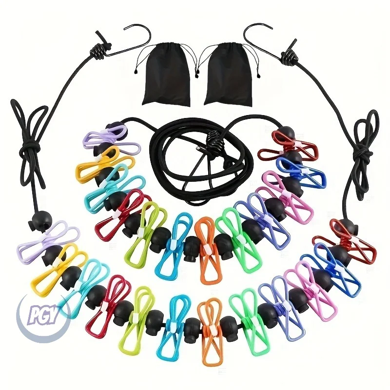 2 Pack Camping Elastic Ropes Clothing Lines Anti-slip Buckles & 12 Clothespins Travel Outdoor Accessories Windproof Clotheslines
2 Pack Camping Elastic Ropes Clothing Lines Anti-slip Buckles & 12 Clothespins Travel Outdoor Accessories Windproof Clotheslines