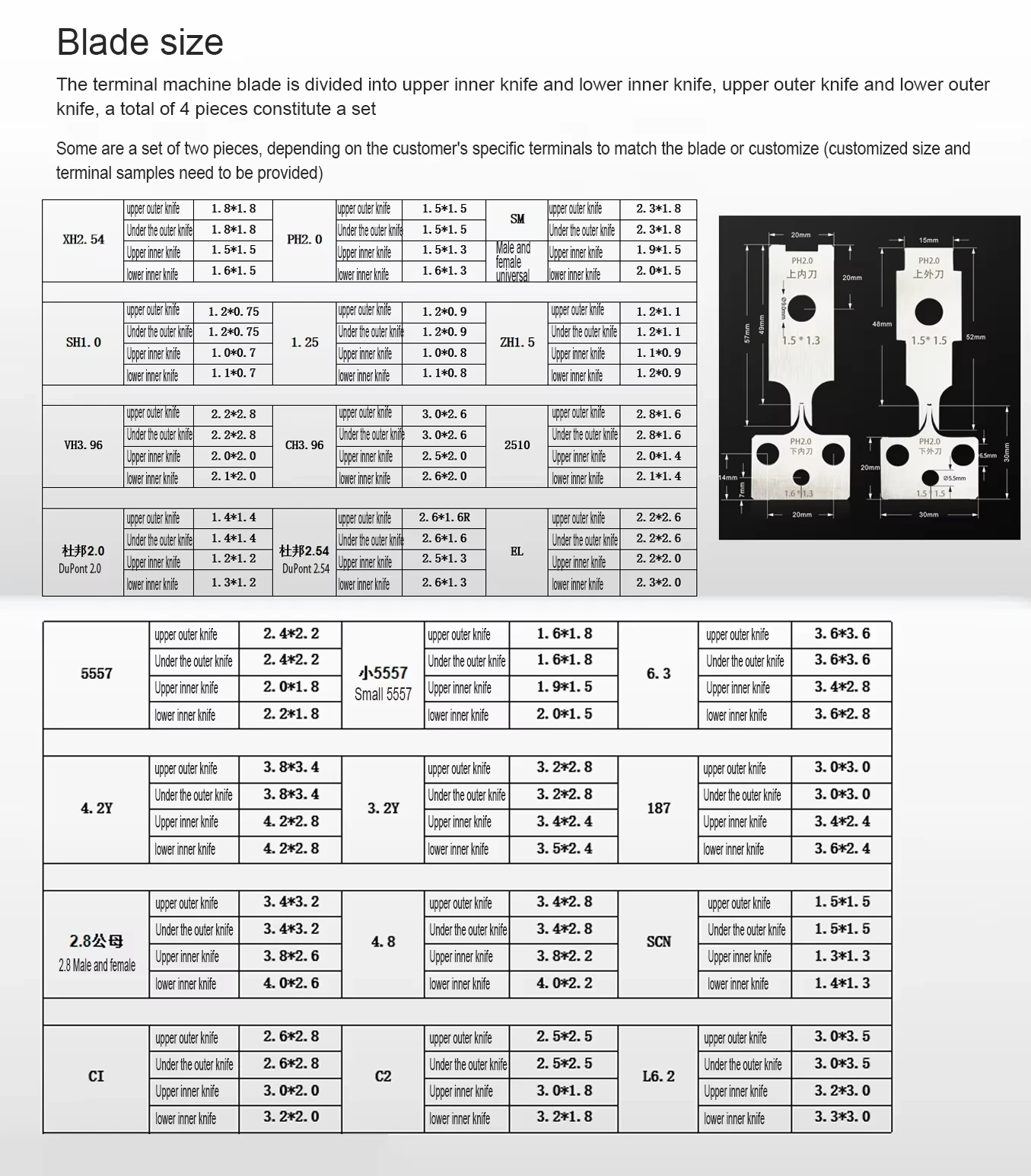 OTP Terminal Crimping Blades 4Pcs/Set Universal Applicator Dies for JST Molex TE DuPont 2.0 2.54 3.96mm Pitch Terminals Tin Coat
OTP Terminal Crimping Blades 4Pcs/Set Universal Applicator Dies for JST Molex TE DuPont 2.0 2.54 3.96mm Pitch Terminals Tin Coat