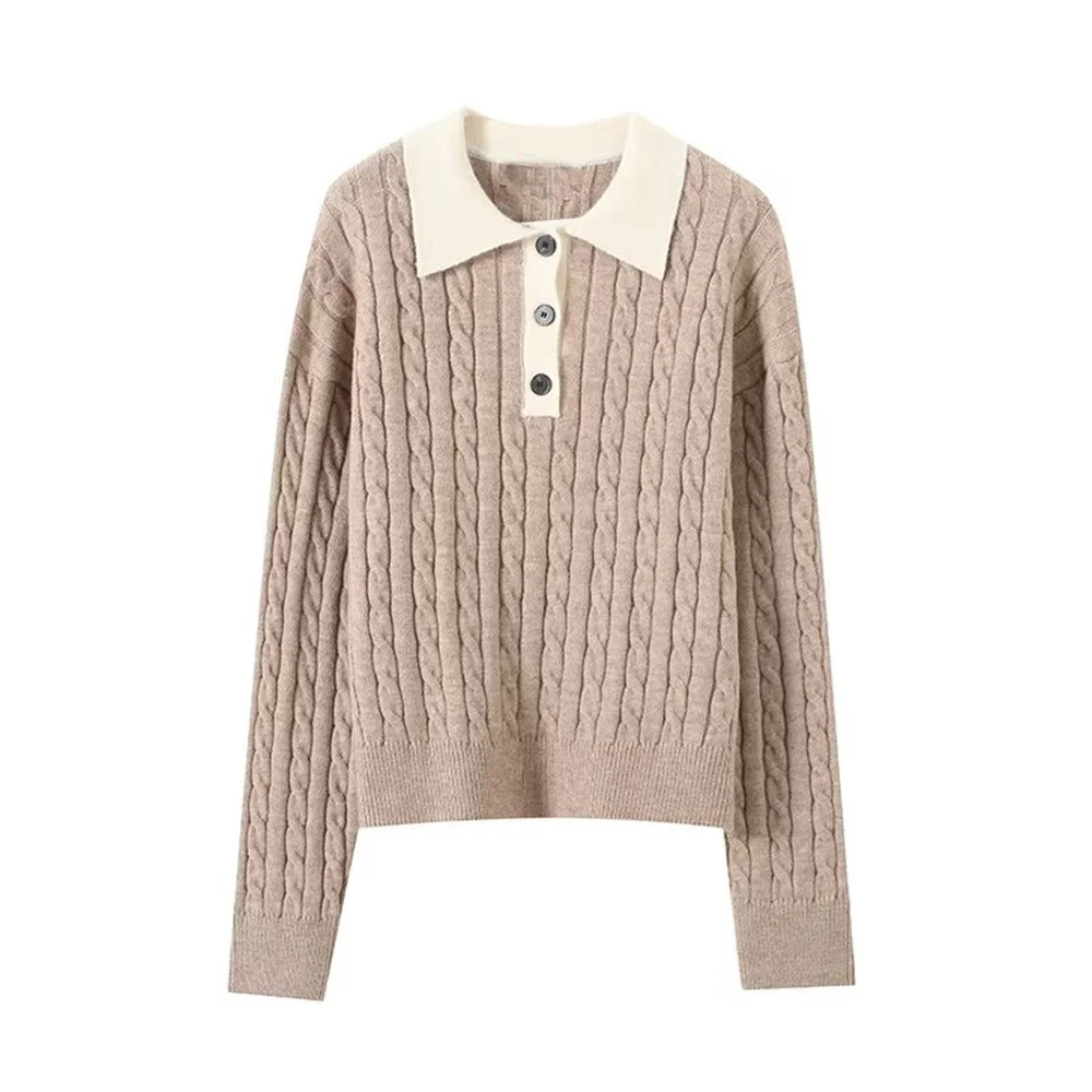 Autumn and winter new products Women's fashion casual commuting POIO collar Fried Dough Twists long sleeve sweater
Autumn and winter new products Women's fashion casual commuting POIO collar Fried Dough Twists long sleeve sweater