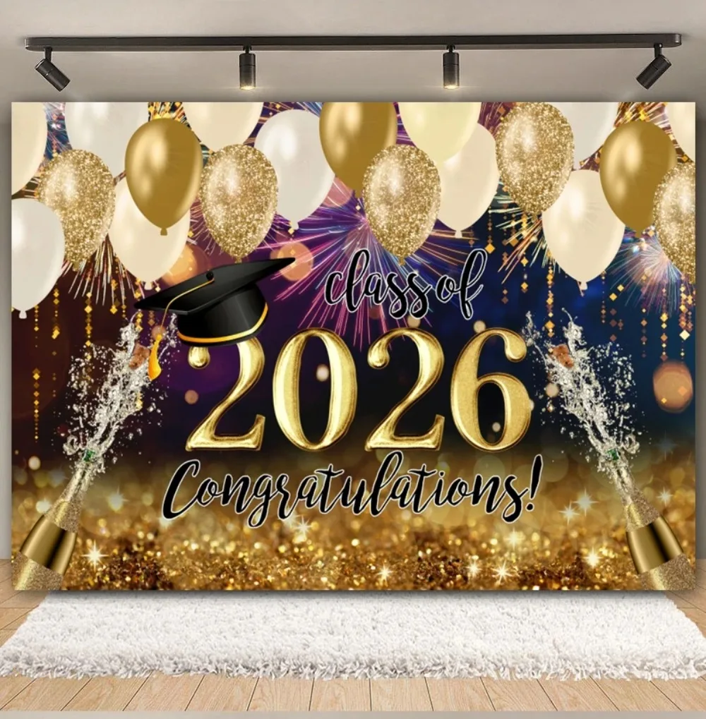 Backdrop of The 2026 Golden Black Balloon Graduation Ceremony Banner and Graduation Evening Party Decoration Photography Studio
Backdrop of The 2026 Golden Black Balloon Graduation Ceremony Banner and Graduation Evening Party Decoration Photography Studio