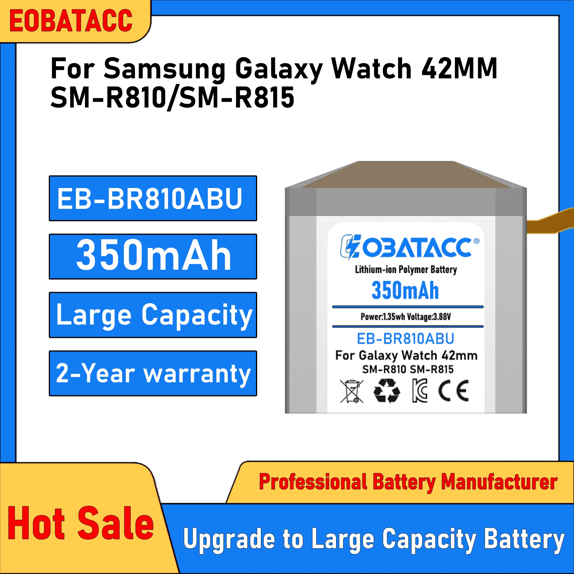 2025 Years New EOBATACC EB-BR810ABU 350mAh Battery For SAMSUNG S4 42MM SM-R810 R810 R815 SM-R815 SM-R810 + Free Tools
2025 Years New EOBATACC EB-BR810ABU 350mAh Battery For SAMSUNG S4 42MM SM-R810 R810 R815 SM-R815 SM-R810 + Free Tools