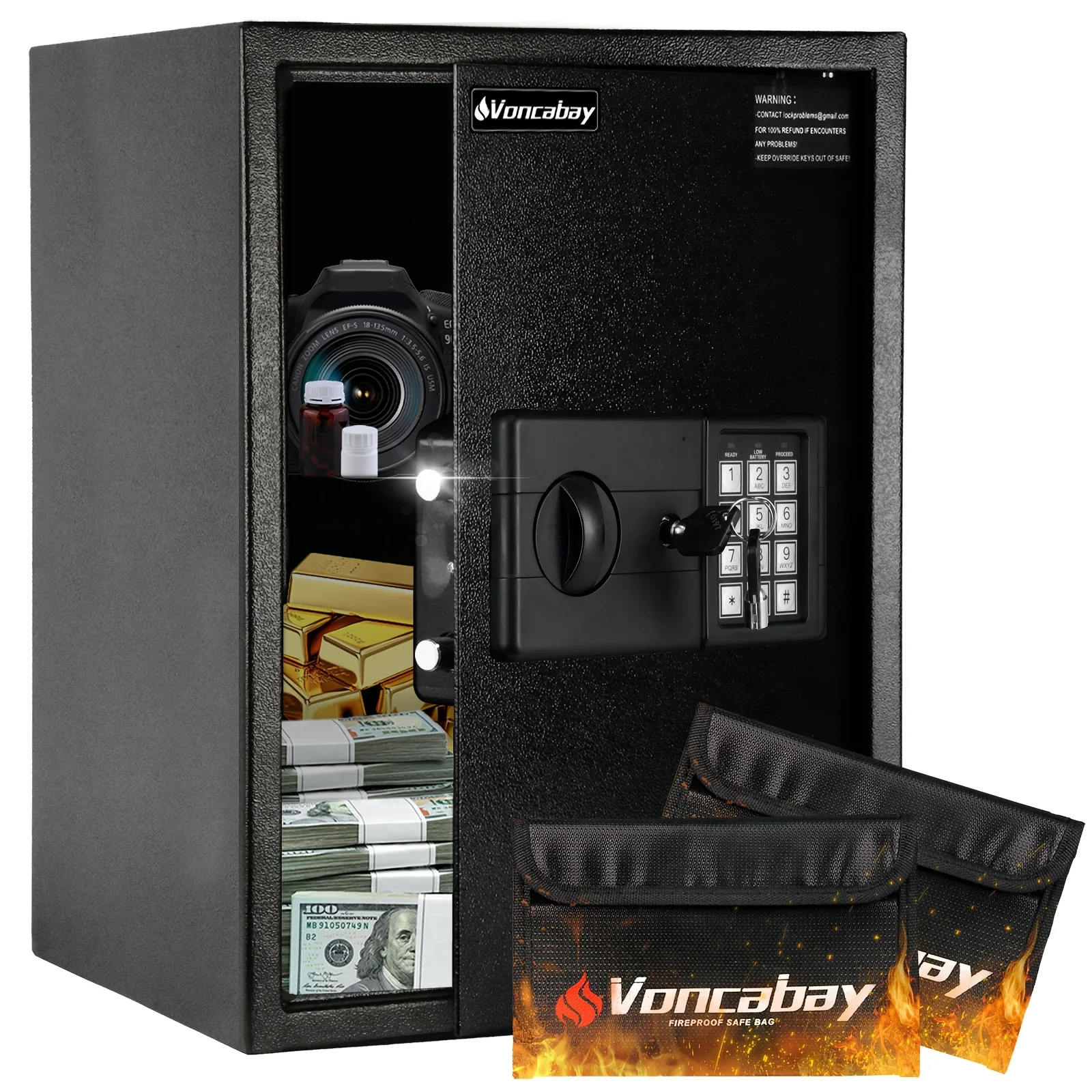 ROLOWAY Fireproof Safe, Keyboard Lock, Black, Including Fireproof Bag - Safe Storage for Home And Office, Available In Multiple Sizes Christmas Gift. Valentine's Day Items
ROLOWAY Fireproof Safe, Keyboard Lock, Black, Including Fireproof Bag - Safe Storage for Home And Office, Available In Multiple Sizes Christmas Gift. Valentine's Day Items