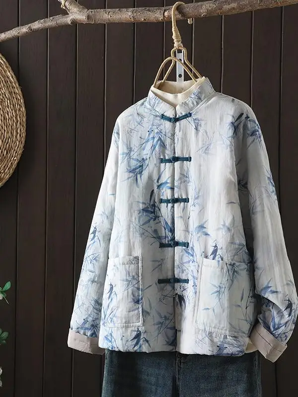 Retro Hemp Cotton Thiened Chinese Sle Colion Color Patchwork Button Front Zen Outerwear Women's Coat Artistic Loose Fit
Retro Hemp Cotton Thiened Chinese Sle Colion Color Patchwork Button Front Zen Outerwear Women's Coat Artistic Loose Fit