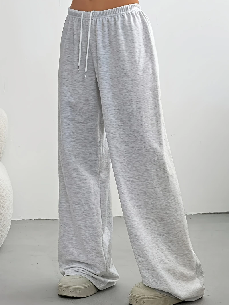Plus-size, fashionable, sporty, casual, solid color, wide-leg, drawstring waist, loose-fitting women's trousers/home pants
Plus-size, fashionable, sporty, casual, solid color, wide-leg, drawstring waist, loose-fitting women's trousers/home pants